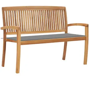 Comparateur de prix : vidaXL Banc de jardin empilable et coussin 128,5cm Bois de teck massif