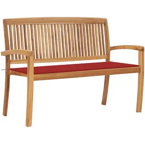 vidaXL Banc de jardin empilable et coussin 128,5cm Bois de teck massif pas cher