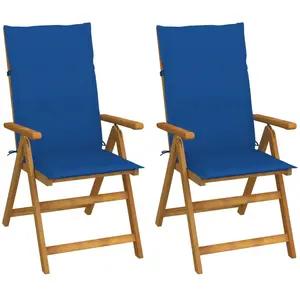 vidaXL Chaises inclinables de jardin lot de 2 et coussins Bois acacia