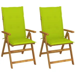 Comparateur de prix : vidaXL Chaises inclinables de jardin lot de 2 et coussins Bois acacia
