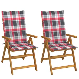 vidaXL Chaises inclinables de jardin lot de 2 et coussins Bois acacia pas cher
