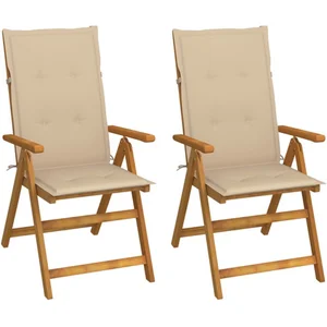 vidaXL Chaises inclinables de jardin 2 pcs avec coussins Bois d'acacia pas cher