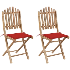 vidaXL Chaises pliables de jardin 2 pcs avec coussins Bambou pas cher