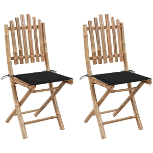 vidaXL Chaises pliables de jardin 2 pcs avec coussins Bambou pas cher