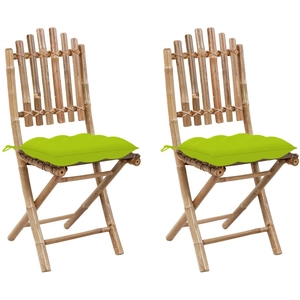 vidaXL Chaises pliables de jardin 2 pcs avec coussins Bambou pas cher