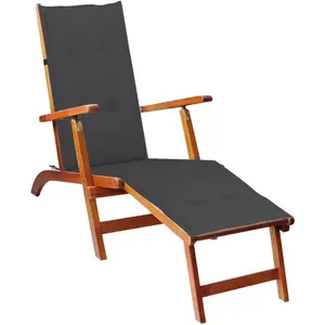 Comparateur de prix : vidaXL Chaise de terrasse avec repose-pied et coussin Acacia solide