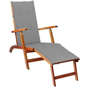 vidaXL Chaise de terrasse avec repose-pied et coussin Acacia solide pas cher