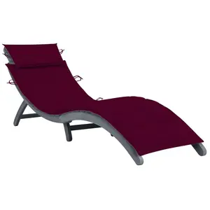 Comparateur de prix : vidaXL Chaise longue avec coussin Gris Bois d'acacia solide