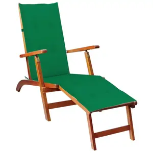 vidaXL Chaise de terrasse avec repose-pied et coussin Acacia solide pas cher
