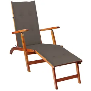 vidaXL Chaise de terrasse avec repose-pied et coussin Acacia solide pas cher