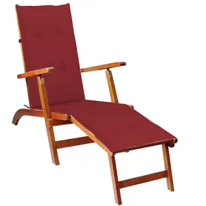 vidaXL Chaise de terrasse avec repose-pied et coussin Acacia solide pas cher