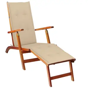 vidaXL Chaise de terrasse avec repose-pied et coussin Acacia solide pas cher