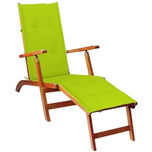 vidaXL Chaise de terrasse avec repose-pied et coussin Acacia solide pas cher