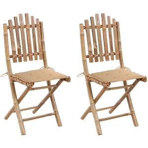 vidaXL Chaises pliables de jardin 2 pcs avec coussins Bambou pas cher