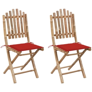 vidaXL Chaises pliables de jardin 2 pcs avec coussins Bambou pas cher