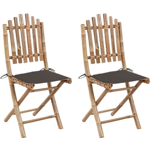 vidaXL Chaises pliables de jardin 2 pcs avec coussins Bambou pas cher