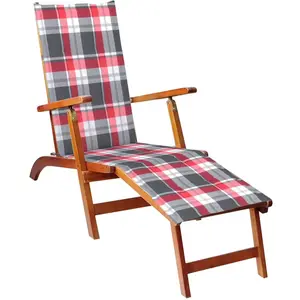 Comparateur de prix : vidaXL Chaise de terrasse avec repose-pied et coussin Acacia solide