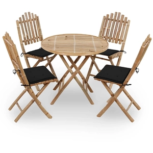 vidaXL Ensemble à manger d'extérieur pliable 5pcs avec coussins Bambou pas cher