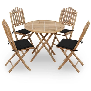 vidaXL Mobilier à dîner d'extérieur pliable 5 pcs avec coussins Bambou pas cher