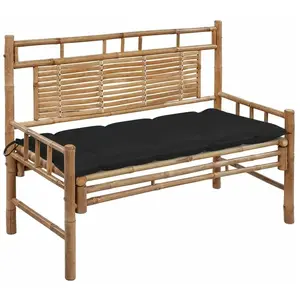 vidaXL Banc de jardin avec coussin 120 cm Bambou pas cher