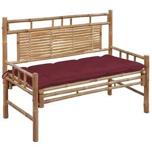 vidaXL Banc de jardin avec coussin 120 cm Bambou pas cher