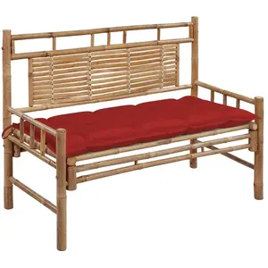vidaXL Banc de jardin avec coussin 120 cm Bambou pas cher