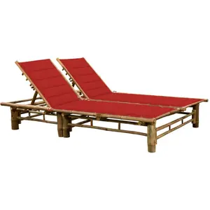 vidaXL Chaise longue pour 2 personnes avec coussins Bambou pas cher