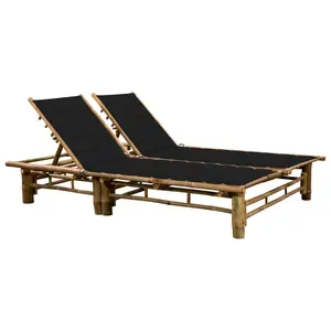 vidaXL Chaise longue pour 2 personnes avec coussins Bambou pas cher