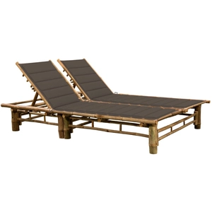 vidaXL Chaise longue pour 2 personnes avec coussins Bambou pas cher