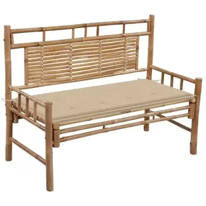 vidaXL Banc de jardin avec coussin 120 cm Bambou pas cher