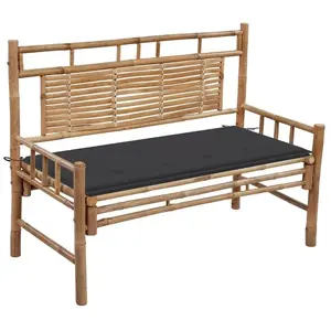 vidaXL Banc de jardin avec coussin 120 cm Bambou pas cher