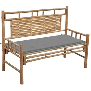 vidaXL Banc de jardin avec coussin 120 cm Bambou pas cher