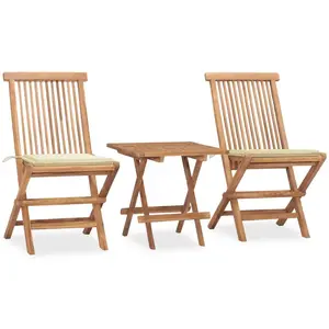 vidaXL Mobilier à dîner d'extérieur pliable avec coussin 3 pcs Teck pas cher