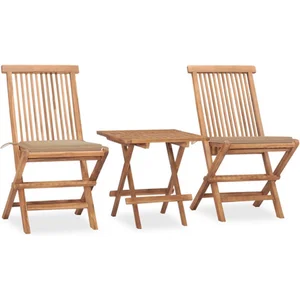 vidaXL Mobilier à dîner d'extérieur pliable avec coussin 3 pcs Teck pas cher