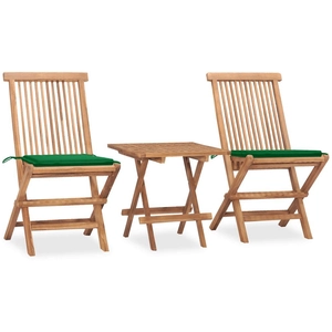 vidaXL Mobilier à dîner d'extérieur pliable avec coussin 3 pcs Teck pas cher