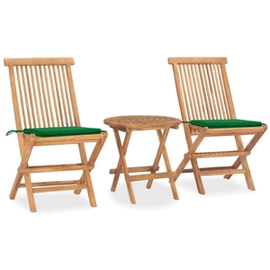 vidaXL Mobilier à dîner d'extérieur pliable avec coussin 3 pcs Teck pas cher