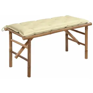 vidaXL Banc de jardin pliable avec coussin 118 cm Bambou pas cher