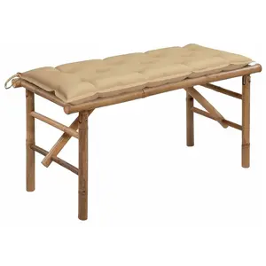 vidaXL Banc de jardin pliable avec coussin 118 cm Bambou pas cher