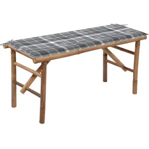 vidaXL Banc de jardin pliable avec coussin 118 cm Bambou pas cher