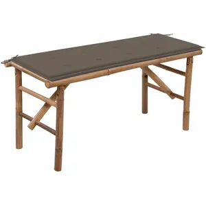 vidaXL Banc de jardin pliable avec coussin 118 cm Bambou pas cher