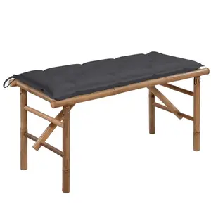 vidaXL Banc de jardin pliable avec coussin 118 cm Bambou pas cher