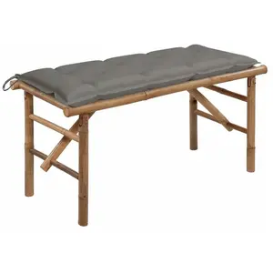 vidaXL Banc de jardin pliable avec coussin 118 cm Bambou pas cher