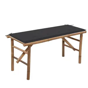 vidaXL Banc de jardin pliable avec coussin 118 cm Bambou pas cher