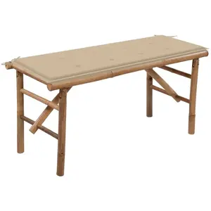 vidaXL Banc de jardin pliable avec coussin 118 cm Bambou pas cher