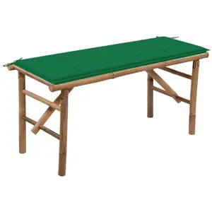 vidaXL Banc de jardin pliable avec coussin 118 cm Bambou pas cher