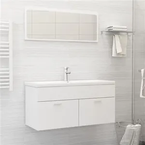 vidaXL Ensemble de meubles de salle de bain 2pcs blanc bois ingénierie pas cher