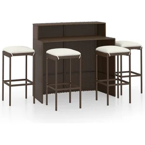 vidaXL Ensemble de bar de jardin avec coussins 5 pcs Marron pas cher