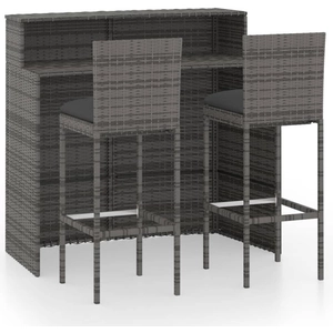 vidaXL Ensemble de bar de jardin avec coussins 3 pcs Gris pas cher