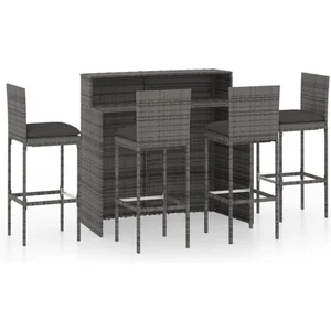 Comparateur de prix : vidaXL Ensemble de bar de jardin avec coussins 5 pcs Gris