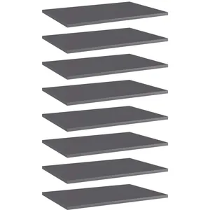vidaXL Panneaux bibliothèque 8 pcs Gris brillant 60x40x1,5cm Aggloméré pas cher
